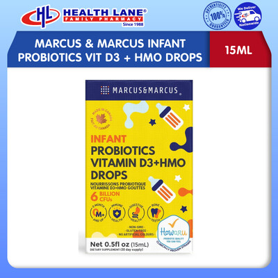 MARCUS & MARCUS INFANT PROBIOTICS VIT D3 + HMO DROPS (15ML)